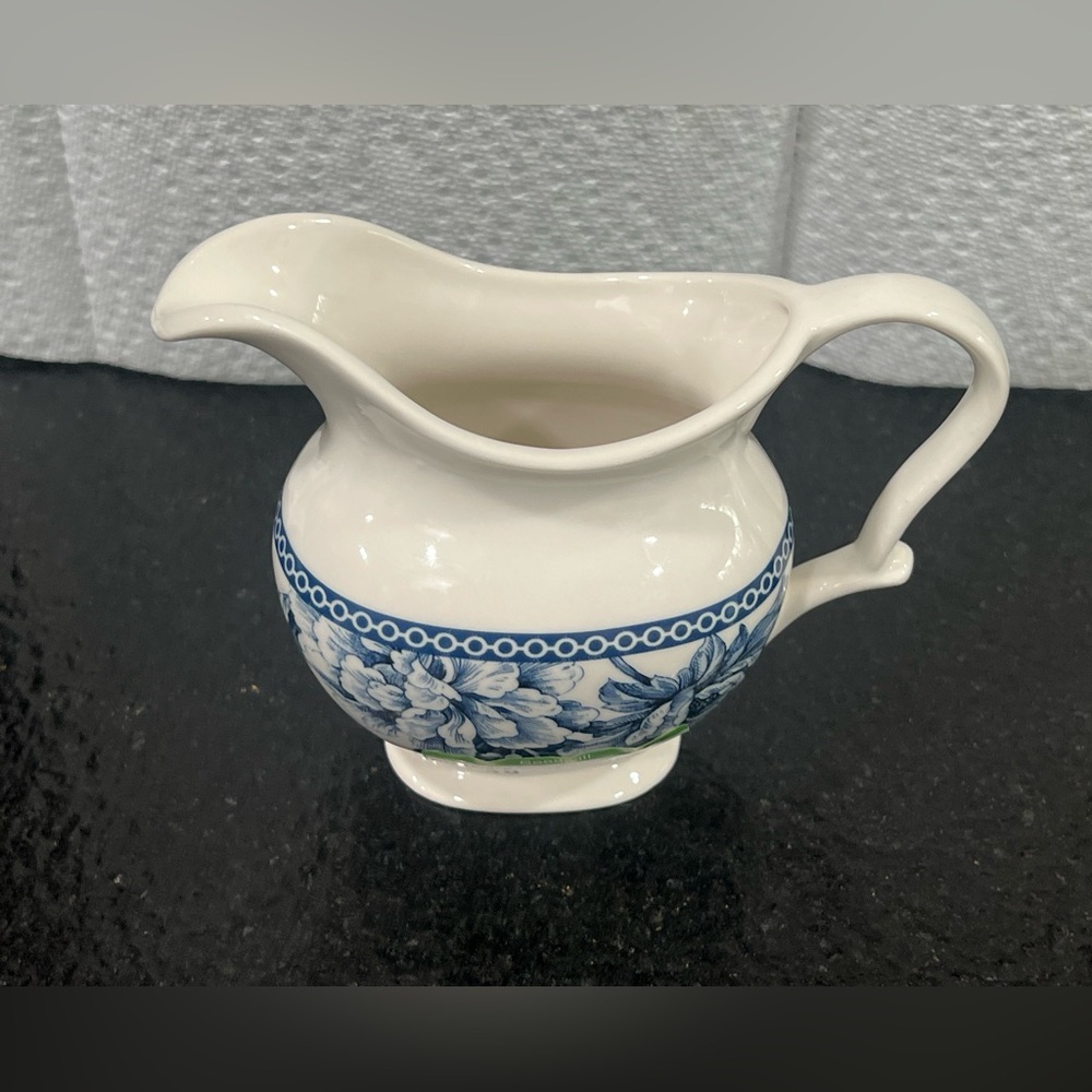 222 Fifth Adelaide Blue & White Creamer - Picture 2 of 5